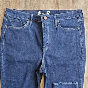 Seven7 Women's Dark Blue Skinny-Leg Jeans